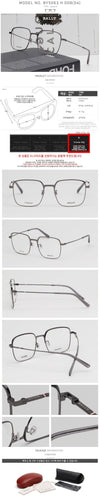 Bally Titanium Glasses Frame BY5063H Unisex Lightweight Square Metal Luxury 123781342 [P]