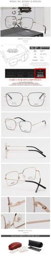 BALLY Brille BY5001D Luxus Übergröße Rechteck Leichte Metallfassung Asiatische Passform 123789039 [P]
