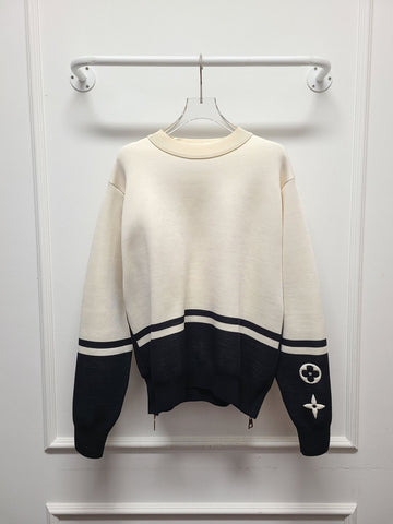 LOUIS VUITTON モノグラムブロックニット金色ファスナーセーター 123789725