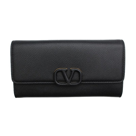 Valentino Black Logo Leather Long Wallet 123794434
