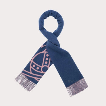 Vivienne Westwood Reversible Big ORB Logo Scarf for Women Navy 4550272349056 123807945