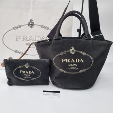 PRADA カナパ 2WAY キャンバス トートバッグ (ポーチ付き) 412-41 123827470