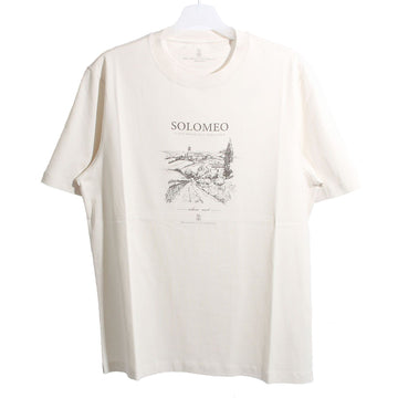 Brunello Cucinelli Logo Print Short Sleeve Beige M0B138454 C2832 123834088