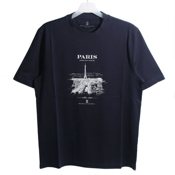 Brunello Cucinelli 25SS Paris Logo Print T-Shirt Navy M0B138457 C6134 123834348
