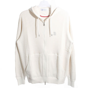 BRUNELLO CUCINELLI Hoodie mit gesticktem Logo aus Baumwolle Ecru M29200416G C2832 123835958