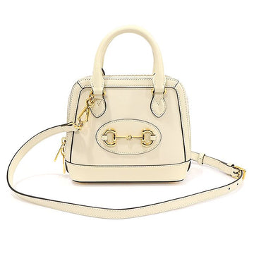 Gucci 640716 White Leather Horsebit 1955 Mini Top Handle Bag 2WAY 123851789
