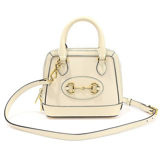 Gucci 640716 White Leather Horsebit 1955 Mini Top Handle Bag 2WAY 123851789