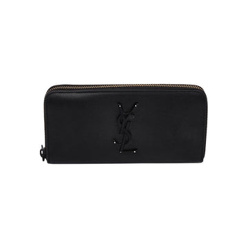 Saint Laurent Black Monogram Leather Silver-Tone Zipper Long Wallet 617415 123855308