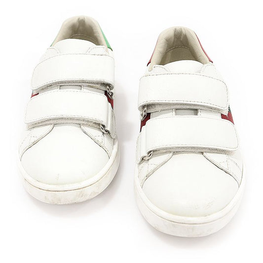 Gucci White Leather WEB Ace Velcro Kids Sneakers 27 123908482