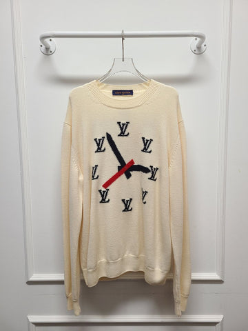 LOUIS VUITTON アイボリー クラック インタージュ ニット プルオーバー 123943501