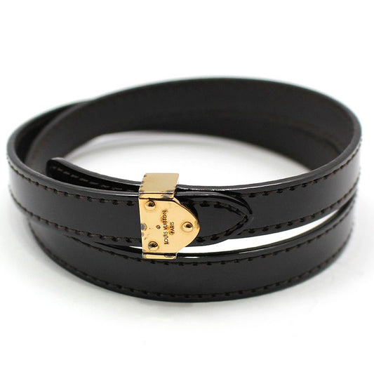 Louis Vuitton Gold-Plated Amaranthe Verni Leather Strap Bracelet M6744 124111161