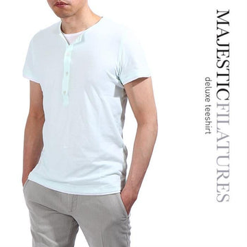 MAJESTIC FILATURES Majestic Layered Henley Neck T-Shirt 15S 04 004 271 124118330