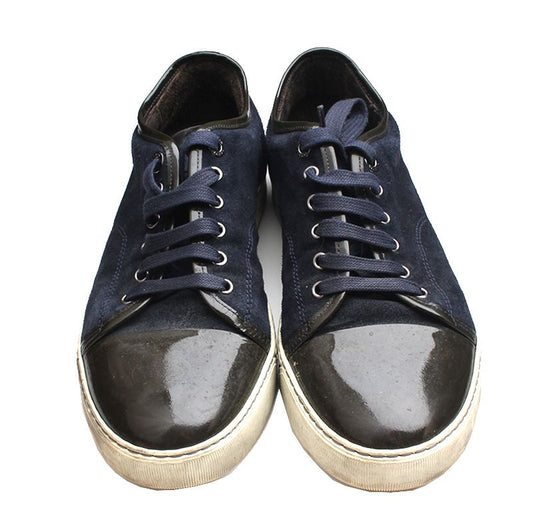 LANVIN Navy Schwarz Khaki Herren Captoe Sneaker 6 124371120