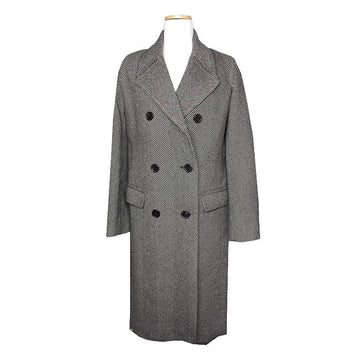 IRO ブラック＆ホワイト ウール混合 ヘリンボーン コート 44 55 124373897