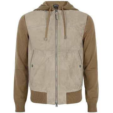 TOM FORD ダークサンド スウェード ウール フード ジャケット 124374630