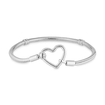 Pandora Moment Heart Closer Snake Chain Silver Bracelet 599539C00 43743786