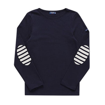 SAINT JAMES 0844 NAVY ECRU NAVY ユニセックス ロングスリーブ Tシャツ 117658553