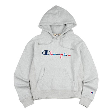 Champion Reverse Weave 3-Color Script Women's Hoodie Oxford Gray 118695458 [P]