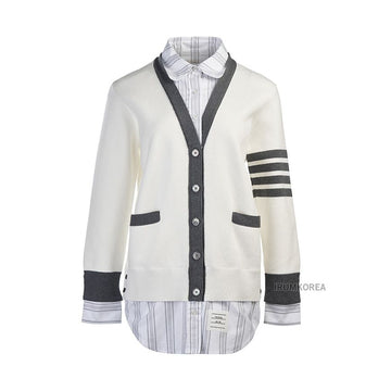 THOM BROWNE 4バー ストライプ オックスフォード シャツ カーディガン Y3007 100 64450771