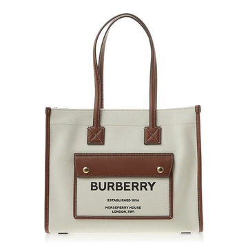 BURBERRY Small Two-Tone Canvas Leather Freya Tote 76415745