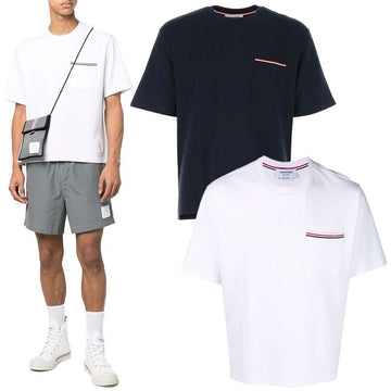 THOM BROWNE RWB ポケット オーバー 半袖 Tシャツ 07323 100 415 124410142