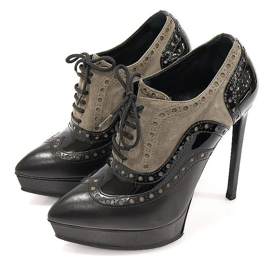 SAINT LAURENT Schwarze Leder und braune Wildleder Oxford Damen Pumps 36.5 124411659