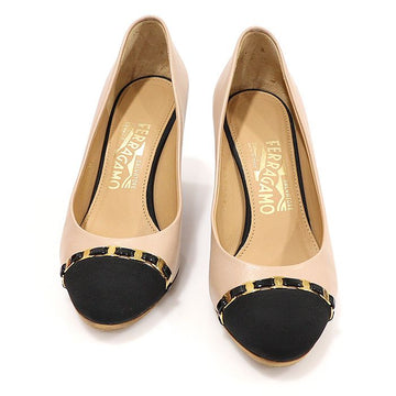 SALVATORE FERRAGAMO ベージュ カーフスキン NANA ウェッジヒール 女性 シューズ 5.5D 124411671