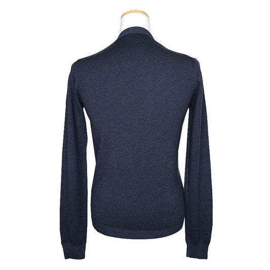 Prada Navy Blue Virgin Wool Knit Cardigan 44 124427996