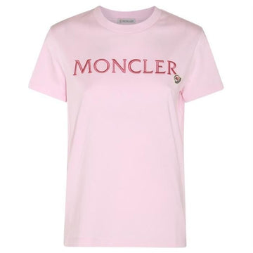 Moncler Logo Embroidered T-Shirt Pink 8C00006 77961399