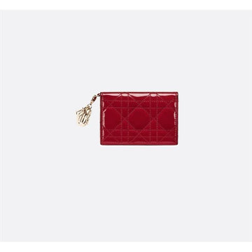 Dior Christian Lady Flap Card Holder in Cherry Red Patent Calfskin S0011OVRB 75829091