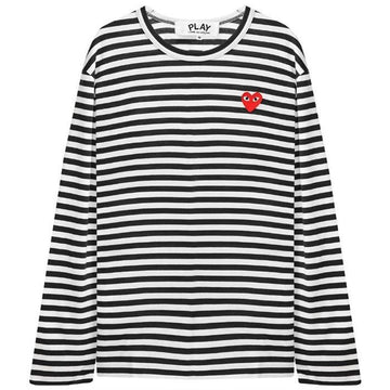 COMME DES GARCONS レッドハート ワッペン ストライプ Tシャツ P1T164 74806132
