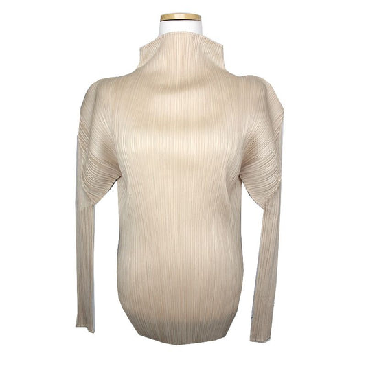 ISSEY MIYAKE イセイ ベージュ コクーンプリーツ トップス 3 124510283