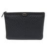 CHANEL A84406 ダーク ネイビー ラムスキン シェブロン シルバー ボーイ ニューミディアム クラッチバッグ (26番台) 124527714 [P]
