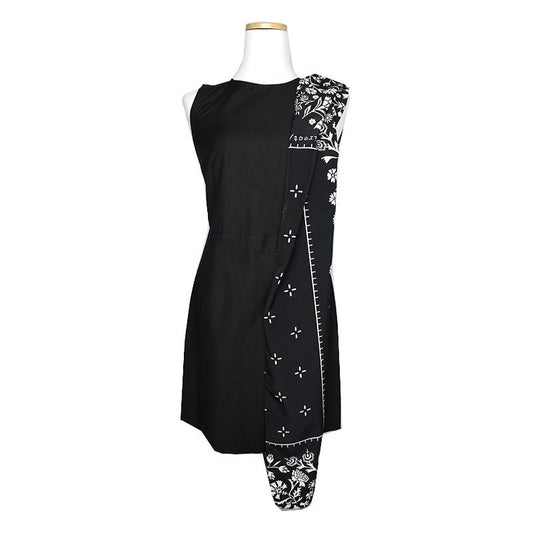 MAISON MARGIELA MM6 Schwarzes Druck Drapiertes Kleid 44 124547153