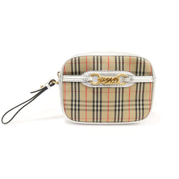 BURBERRY 1983 チェック シルバー レザー ゴールド リンク ウエストバッグ ベルトバッグ 80073521 124590924