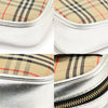 BURBERRY 1983 Check Silber Leder Goldfarbene Link Umhängetasche 80073521 124590924 [P]