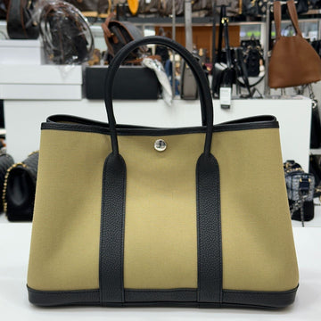 HERMES ガーデンパーティ 30 キャンバス ブシエール ブラック B刻印 124775205