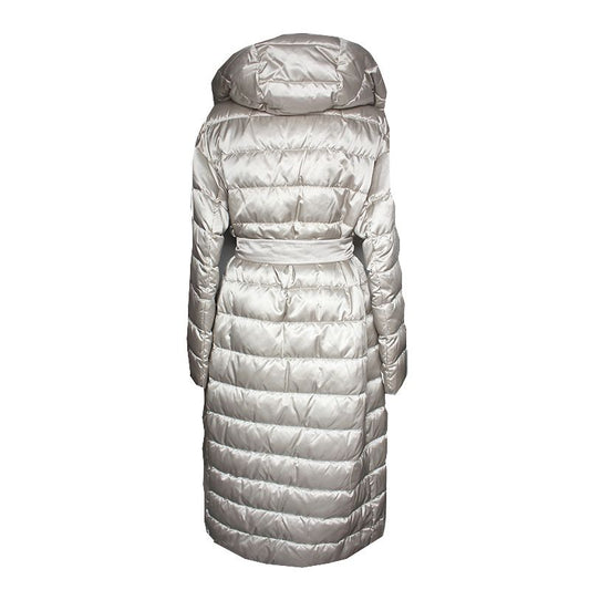 MAXMARA S リバーシブル ライトグレー グースダウン フード パディング コート 55 66 124898613