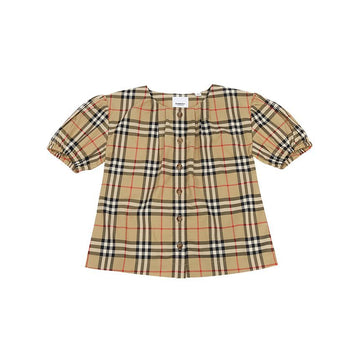 Burberry Kids Short Sleeve Blouse SHERYL CHK 8072346 A7028 (Adult Size Available) 70716019