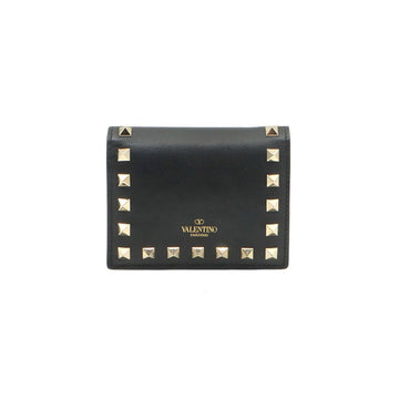 VALENTINO Schwarze Kalbsleder Rockstud Kompakt Geldbörse / UW2P0R39BOL 125098988