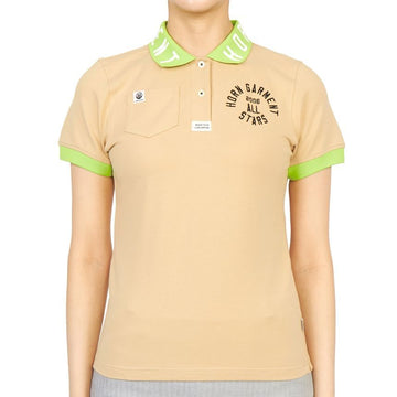 HORN GARMENT Women's Collar Short Sleeve T-shirt HCW 3A AP01 BEIGE 47885582