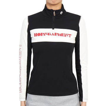HORN GARMENT Golfwear Half-Zip Women's Long Sleeve T-Shirt 2C AU01 BLACK 42306582