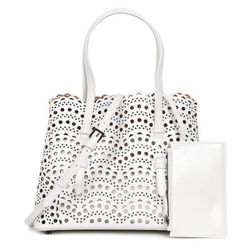 Alaia Optic White Bien Wave Lux Mina 25 Tote Bag 125210645