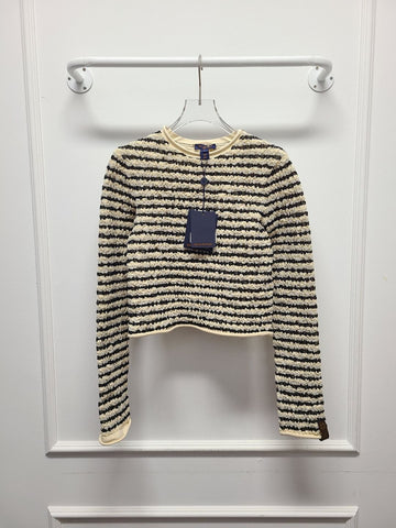 LOUIS VUITTON Crinkled Knit Streifen Langarm Top 125210716