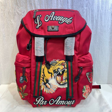 Gucci Tiger Embroidered Techno Canvas Backpack Red 429037 125250735