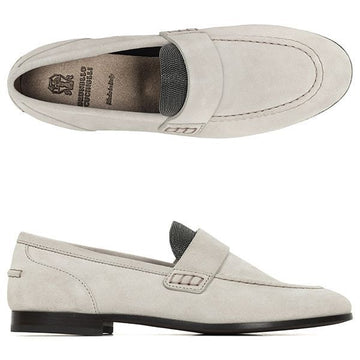 Brunello Cucinelli Light Gray Monili Suede Penny Loafer MZSFC2742P C9593 79703642