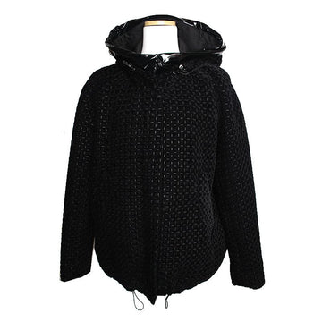 Armani Collezioni Black Textured Velvet Hooded Zip Jacket 55 125343199