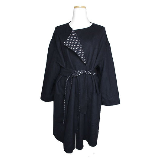 MAXMARA ネイビーブルー リバーシブル ベルトコート 66 77 125344553