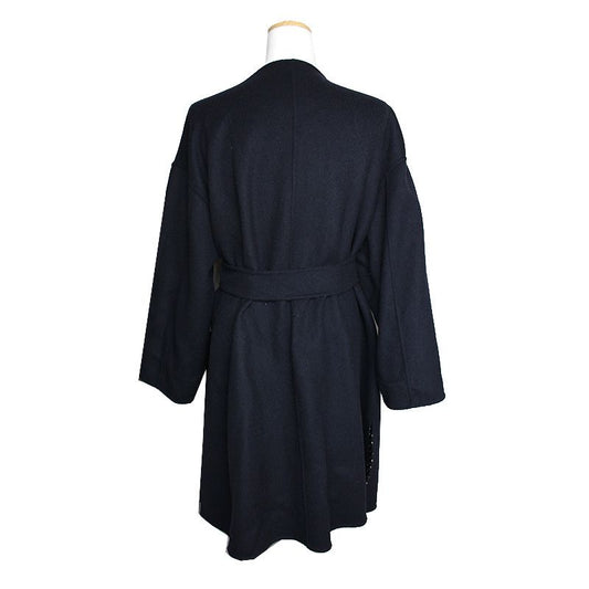 MAXMARA ネイビーブルー リバーシブル ベルトコート 66 77 125344553