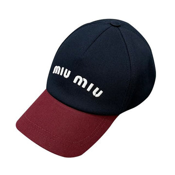 MIU MIU 刺繍ロゴドリルキャップ ブルーボルドー (5HC179 ACQ1 F041L) 125347071